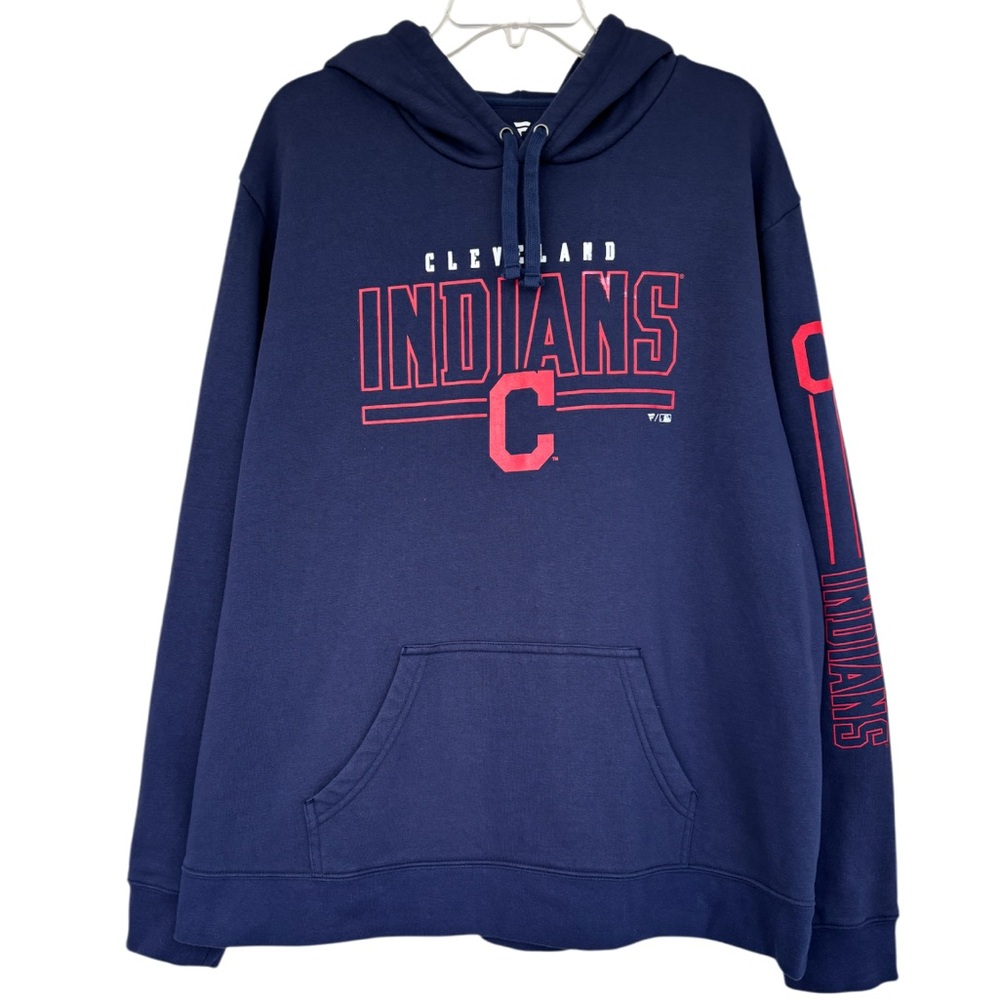 Cleveland Indians Graphic Sweatshirt Hoodie Fanatics Blue Red Mens XXL Size 2XL